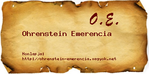 Ohrenstein Emerencia névjegykártya